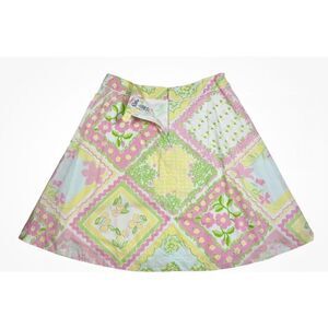 Lilly Pulitzer Floral Patch Hanky Panky A line skirt Sz 4 pink/green